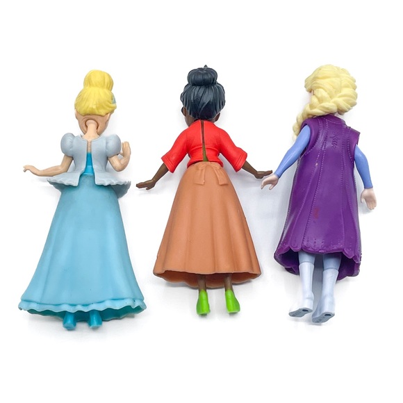 Disney Polly Pocket Princess Dolls Rubber Clothes Dress Up Elsa Cinderella Tiana - Picture 2 of 7